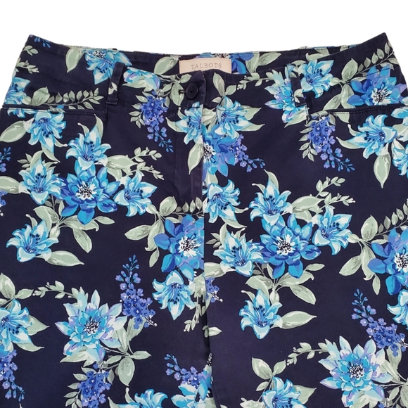 Talbots Blue Floral Print Classic Cropped Pants Size 10 - Picture 3 of 15